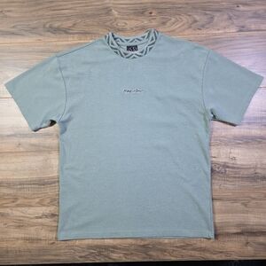 Maui and Sons T-Shirt L | Break Neck Ribbed Knit Sage Green